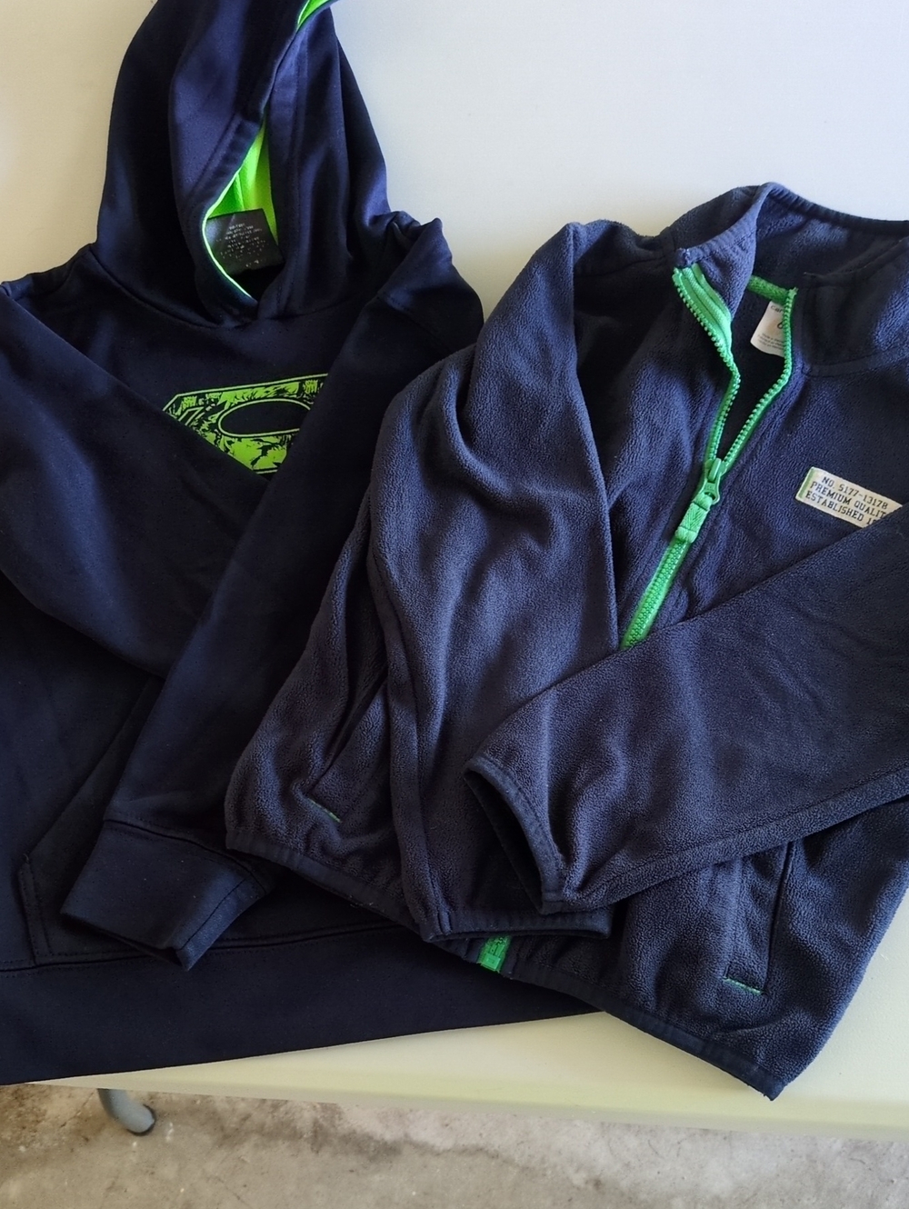 Carter's Navy Fleece Jacket with Bright Green Trim